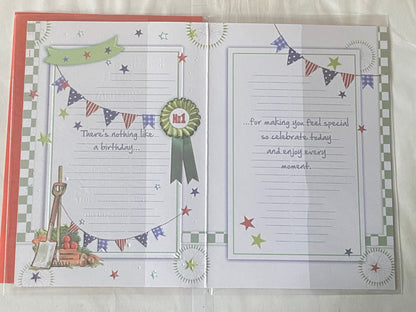 Mens/Male Age 90 90th Ninety Ninetieth Just For You Have A Happy 90th Birthday Card Bunting/Gardening/Gold Words Foil Detail(X91Q3330B)