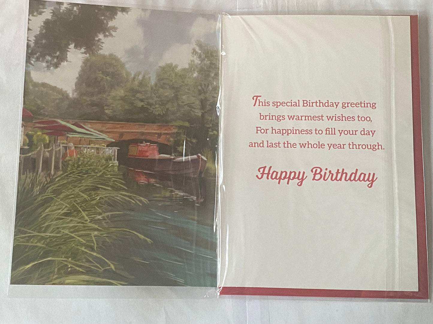 Mens/Male Age 90 90th Ninety Ninetieth On Your 90th Birthday River Scene/Bridge/Cafe/Red Boat Foil Detail(NC-VA019A)