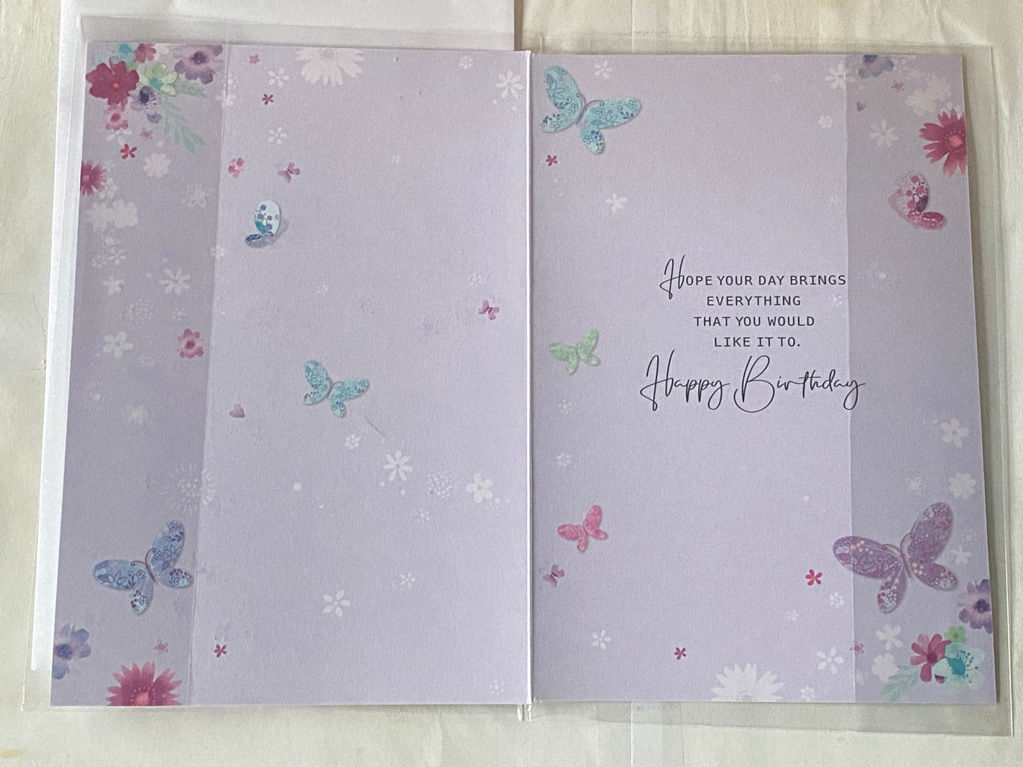 Ladies Female Age 100 100th One Hundred One Hundredth Today You're 100 Have A Lovely Time Birthday Card Purple/Pink Envelopes/Butterflies/Flowers Foil Detail(SE29337)