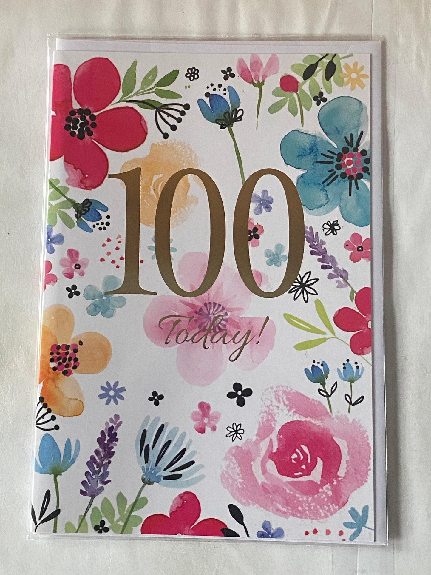 Ladies Female Age 100 100th One Hundred One Hundredth 100 Today! Birthday Card Multi Flowers Foil Detail(SE29139)