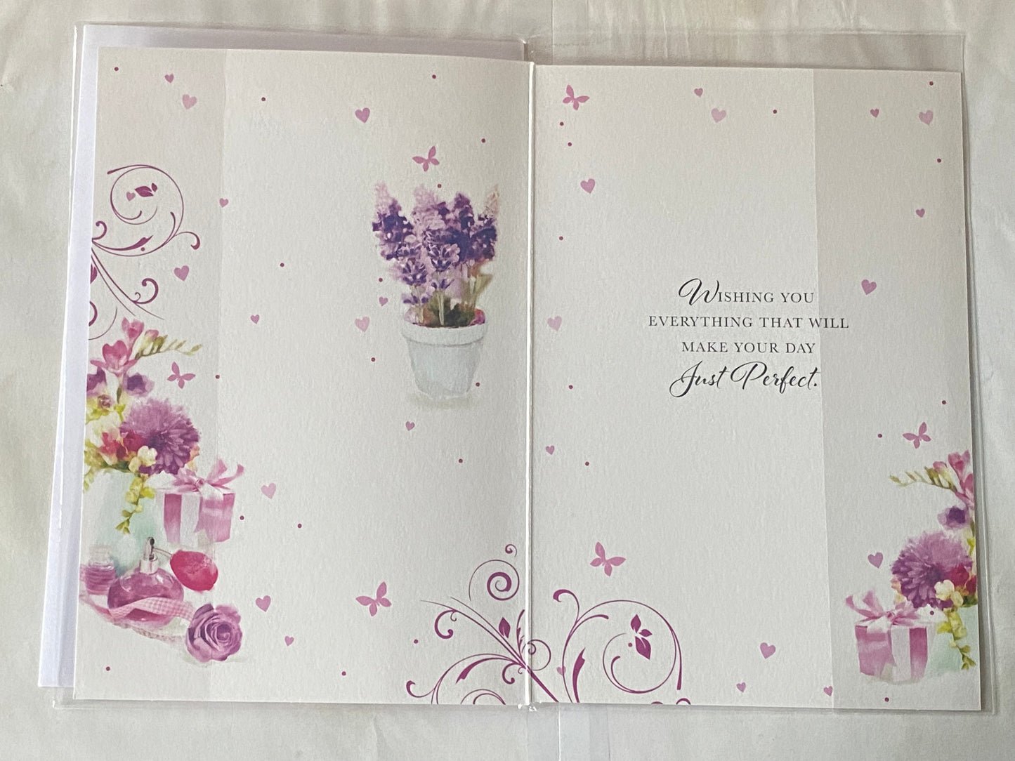 Ladies Female Age 100 100th One Hundred One Hundredth You're 100 Today Happy Birthday To You Have A Lovely Time Birthday Card Purple Flowers/Gifts/Silver Words Foil Detail(SE29404)