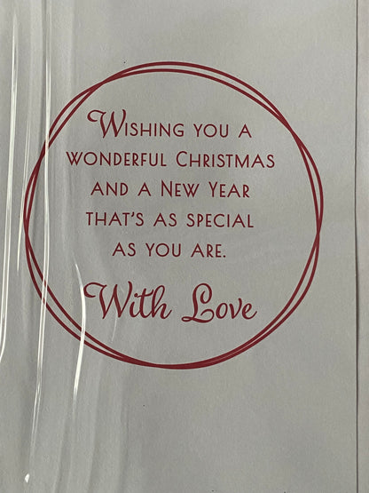 For A Fantastic Daughter & Boyfriend At Christmas Card Red/White Stripes/Baubles(PRELUDE44990)