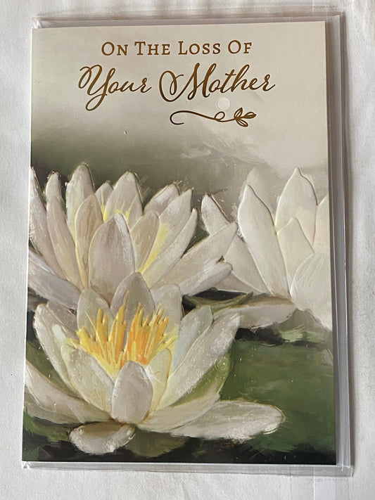 With Sympathy On The Loss of Your Mother Sympathy Card Condolence Big White Lilies Foil Detail(VA222E)