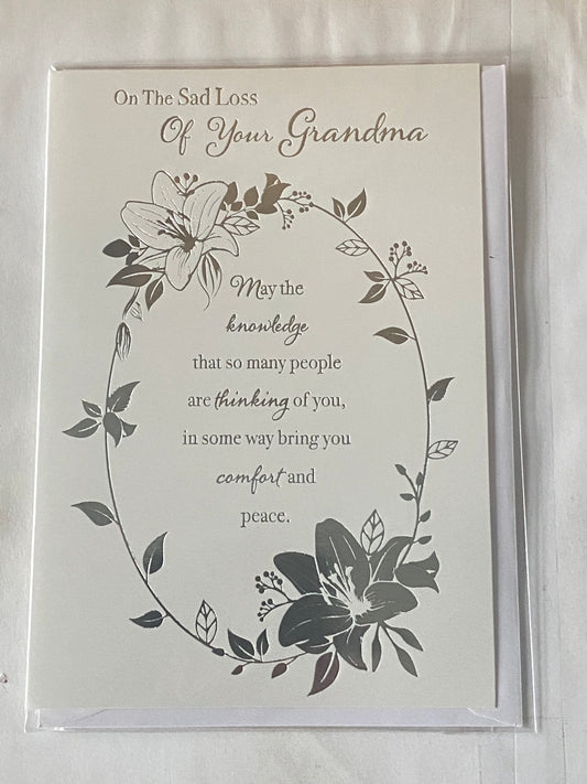 On The Sad Loss Of Your Grandma Sympathy Card Condolence White/Silver Words Foil Detail(PH43656A)