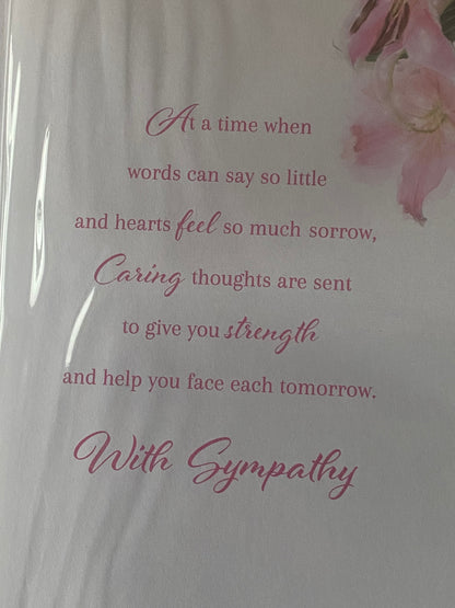 On The Loss Of Your Lovely Nanna With Sympathy Card Condolence White/Pink/Silver Flowers/Words 3D/Glitter/Foil Detail(PRELUDE42926)