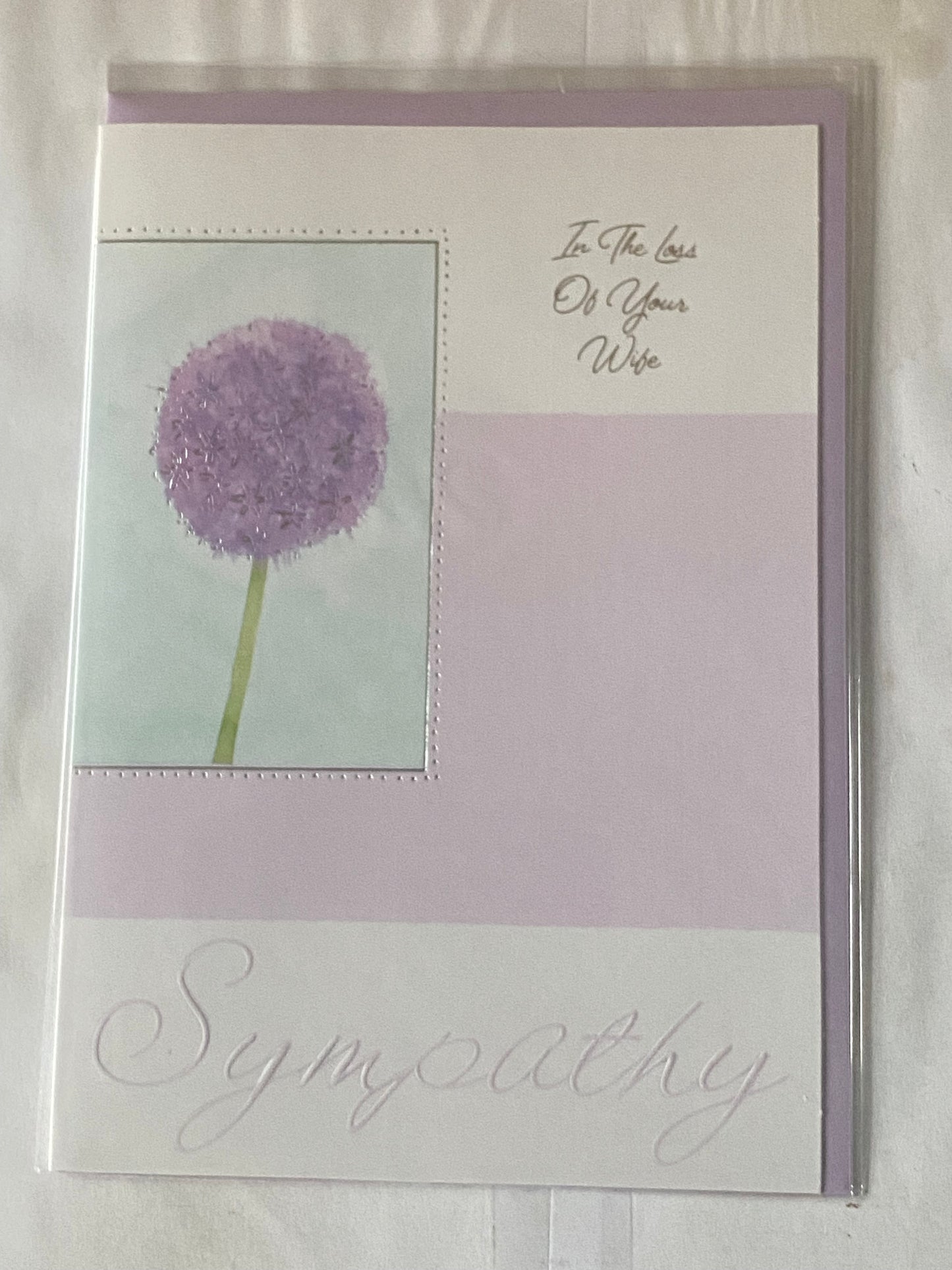 In The Loss Of Your Wife Sympathy Card Condolence Loss Purple Flower Foil Detail(SE10796E)