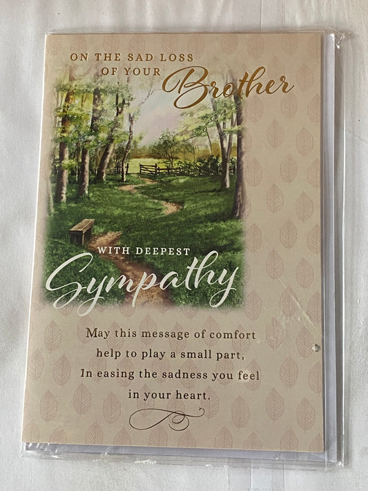 On The Sad Loss of Your Brother With Deepest Sympathy Card Condolence Woodland/Words Foil Detail(NC-VA053E)