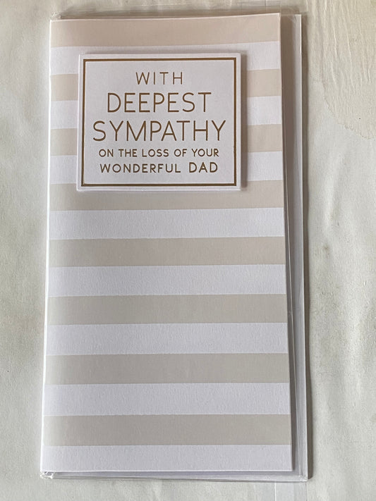 With Deepest Sympathy On The Loss Of Your Wonderful Dad Sympathy Card Condolence Stripes/Words 3D/Foil Detail(PRELUDE42923)