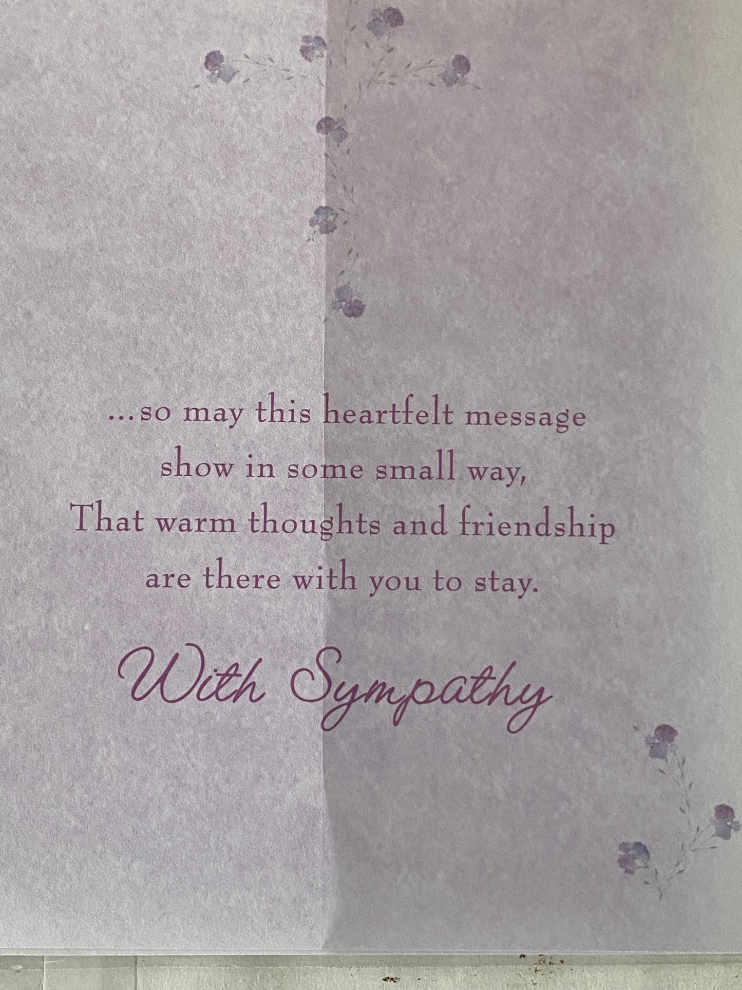 With Sympathy On The Loss Of Your Father Sympathy Card Condolence White//Purple/Silver Cross/Flowers/Words Foil Detail(SS31585A)