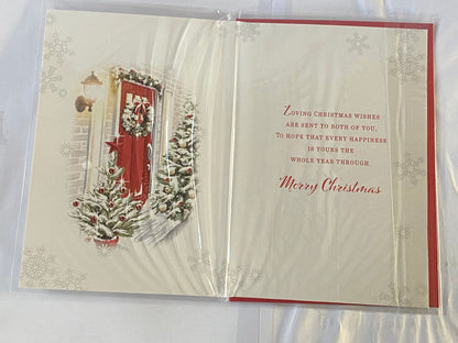 With Love Daughter & Son-In-Law Season's Greetings Christmas Card Red Door/Silver Words(PH46336B)