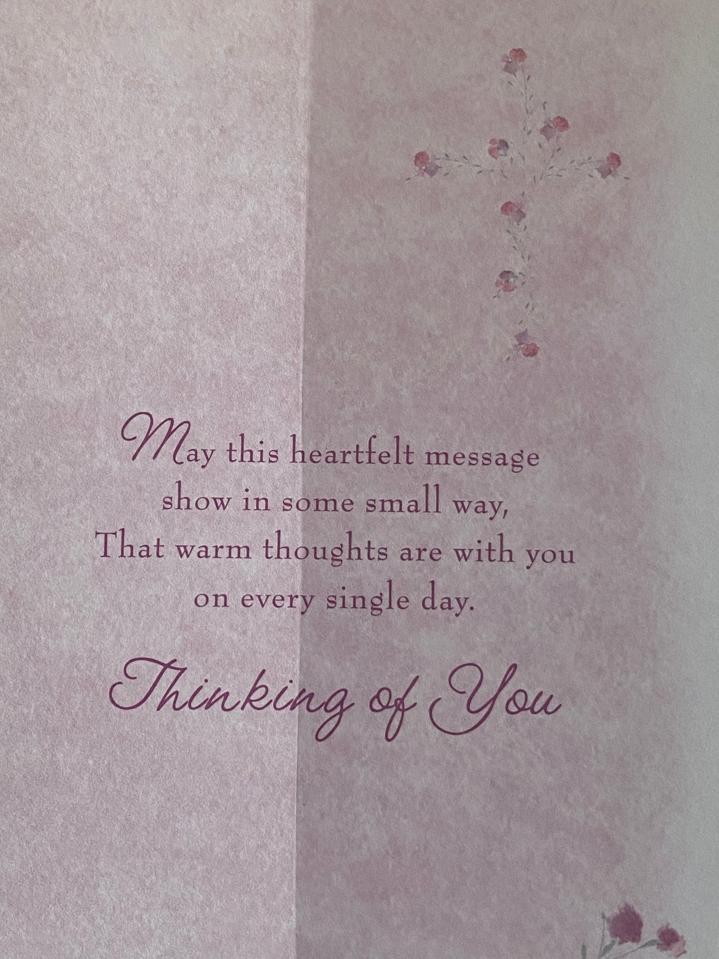 On The Loss Of Your Father Sympathy Card Condolence White//Pink/Silver Cross/Flowers/Words Foil Detail(SS31585E)