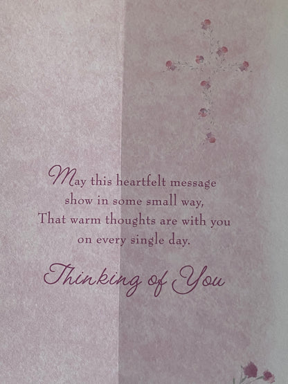 On The Loss Of Your Father Sympathy Card Condolence White//Pink/Silver Cross/Flowers/Words Foil Detail(SS31585E)