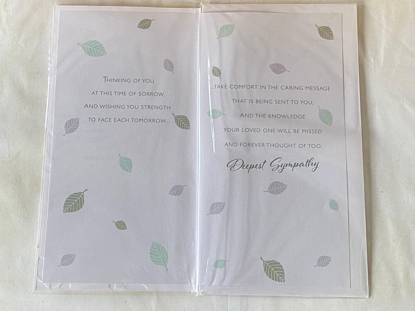 So Sorry For The Loss Of Your Husband With Sympathy Husband Sympathy Card Condolence White/Green/Silver Leaves/Words 3D/Foil Detail(PRELUDE42931)