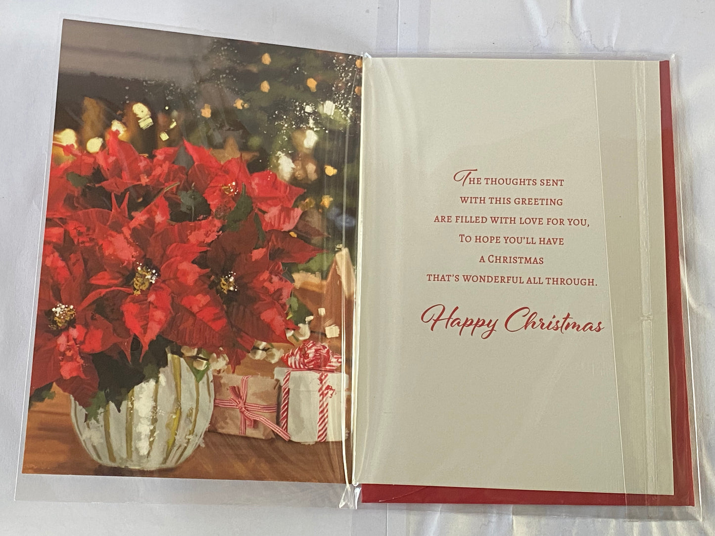 Christmas Wishes To A Wonderful Daughter & Son-In-Law Christmas Card Red Flowers/White Vase(NC-VX097B)