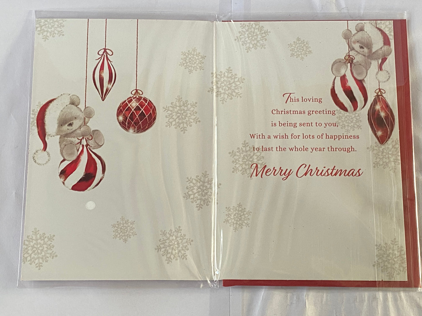 To A Special Daughter & Son-In-Law Wishing You A Merry Christmas Card Teddies/Red+White Baubles(PH46994A)