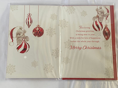 To A Special Daughter & Son-In-Law Wishing You A Merry Christmas Card Teddies/Red+White Baubles(PH46994A)