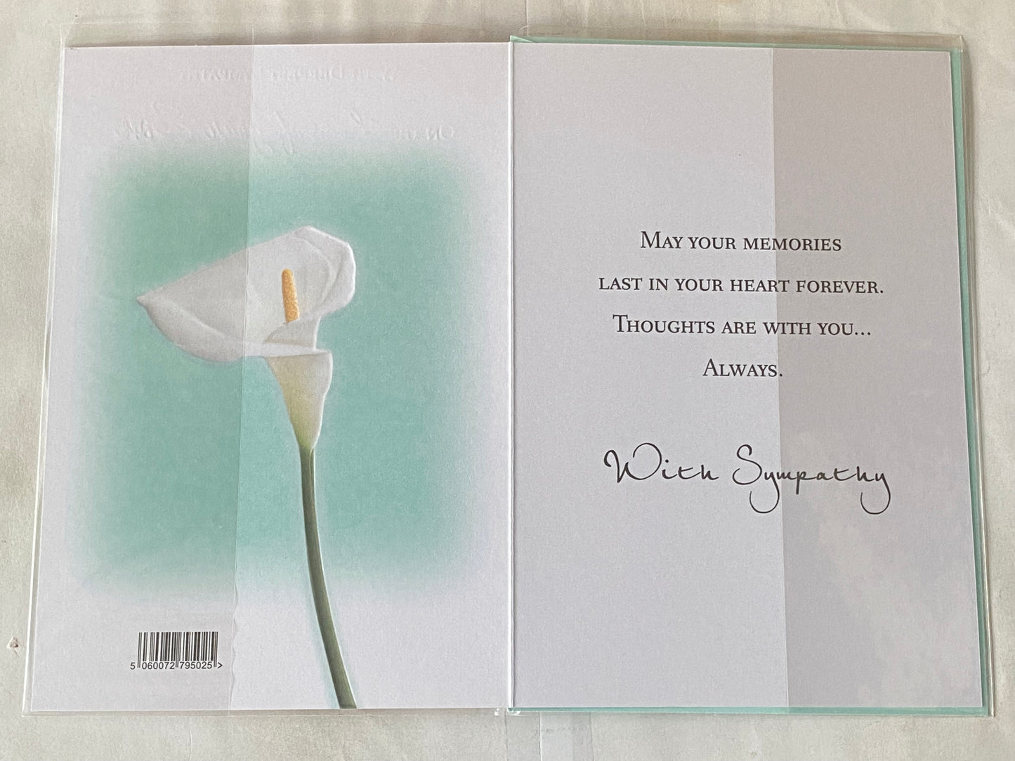 With Deepest Sympathy On The Loss of Your Son Sympathy Card Condolence White/Green-White Lily Foil Detail(PA1025SYB)