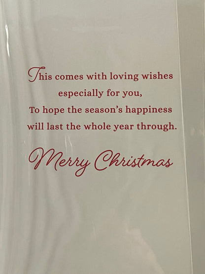 To A Wonderful Daughter & Son-In-Law Christmas Card Red Chair/Window/Tree/Stocking(PH46973B)