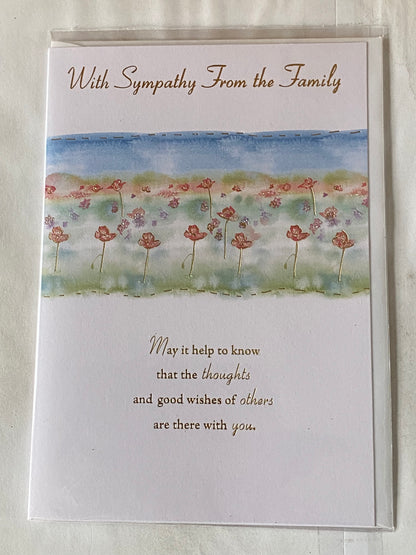 With Sympathy From The Family Sympathy Card Condolence Loss Poppy Field/Words Glitter/Foil Detail(KI32864)