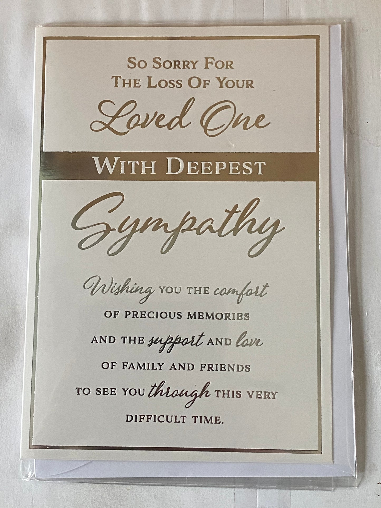 So Sorry For The Loss of Your Loved One With Deepest Sympathy Card Condolence White/Silver Words Foil Detail(PH45876E)