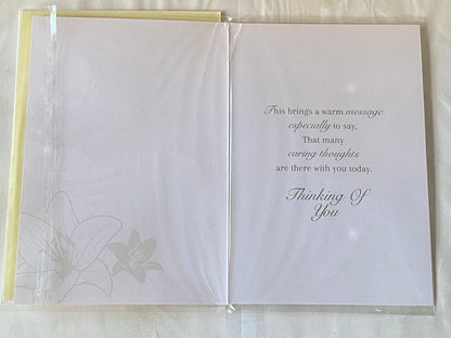 With Deepest Sympathy On This Sad Anniversary Card Condolence Loss White/Gold Foil Detail(KI40268)