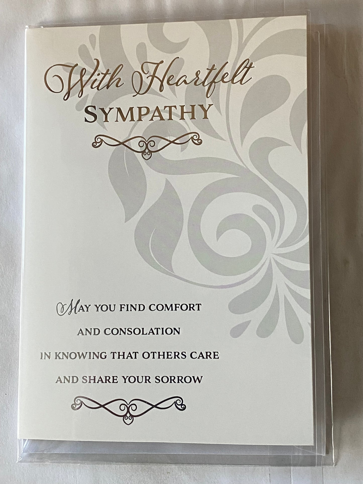 With Heartfelt Sympathy Card Open Generic Loss Condolence Silver Words Foil Detail(PH43479-1A)