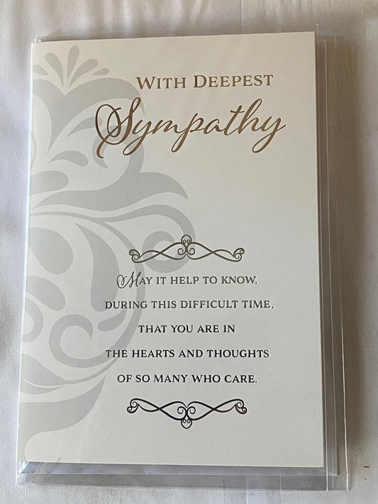 With Deepest Sympathy Card Open Generic Loss Condolence Silver Words Foil Detail(PH43479-1B)