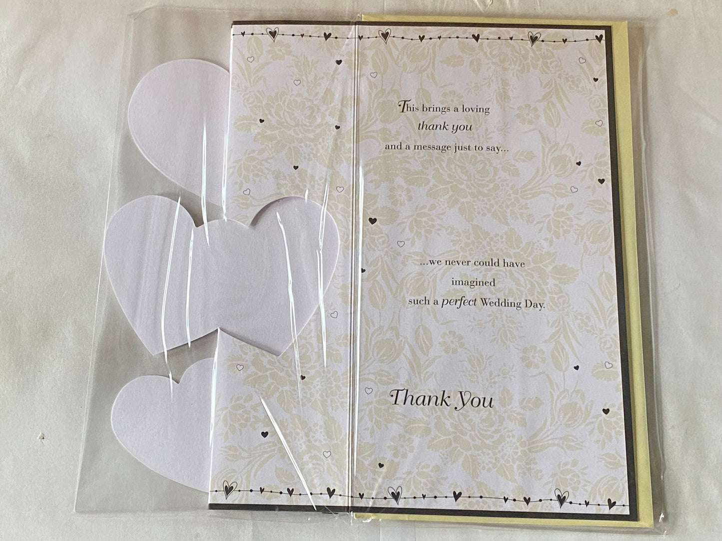 With Thanks To A Special Mum & Dad On Our Wedding Day Thank You Gold/Black Hearts Ribbon/Foil Detail(PRELUDE35812)