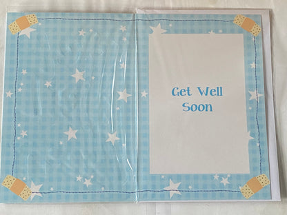 Get Well Soon Card Blue-Elephant/Mouse/Multi Words Design(BVC50-1060E)