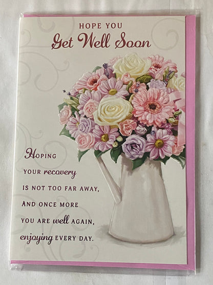 Hope You Get Well Soon Card Flowers/Jug/Words Foil Detail(PH45842E)