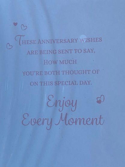Happy Anniversary To A Wonderful Son & Daughter-In-Law Love & Happiness On Your Wedding Anniversary Card Balloons/Words Glitter/Foil Detail(PH48410B)