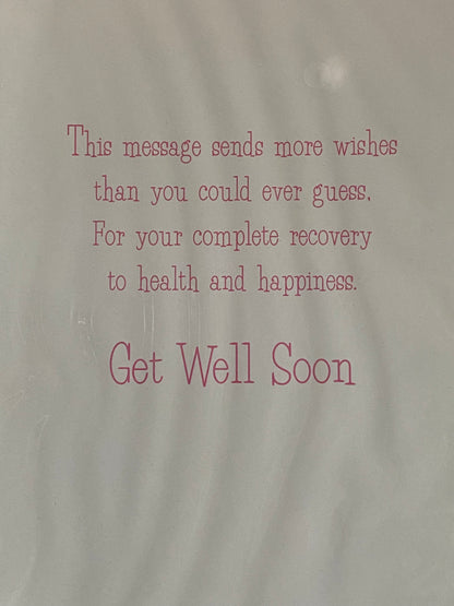 Hope You Get Well Soon Card Teddy/Pink Flowers/Gold Words Glitter/Foil Detail(PH44826A)