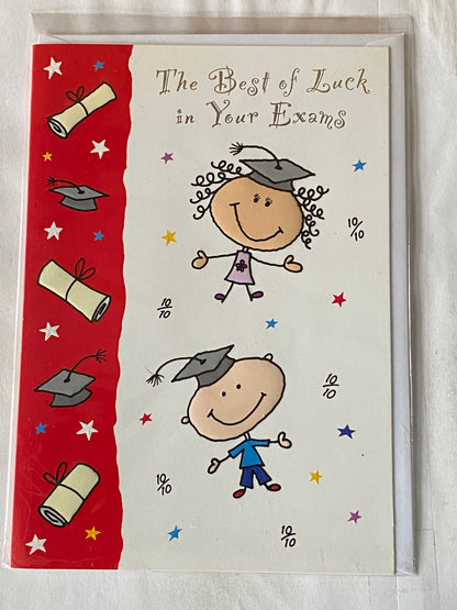 The Best Of Luck In Your Exams Good Luck Card Exam White/Red-Students Foil Detail(B5136B)