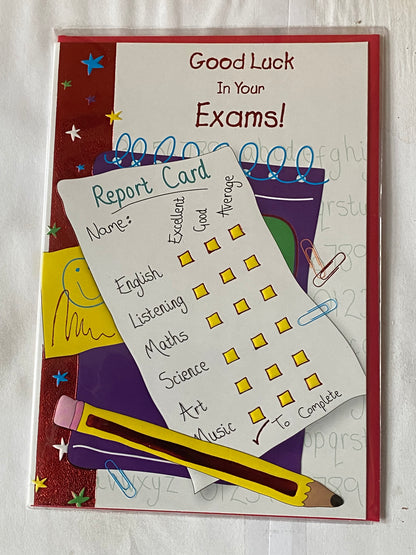 Good Luck In Your Exams! Card Exam White/Multi Report Card/Pencil Foil Detail(PH37150A)