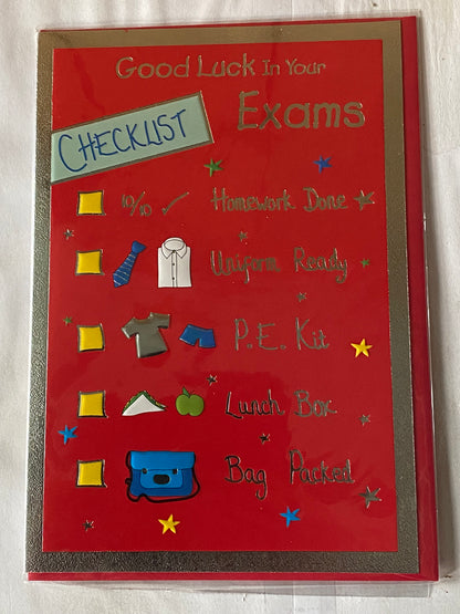 Good Luck In Your Exams Card Exam Red-Checklist Foil Detail(PH37150E)