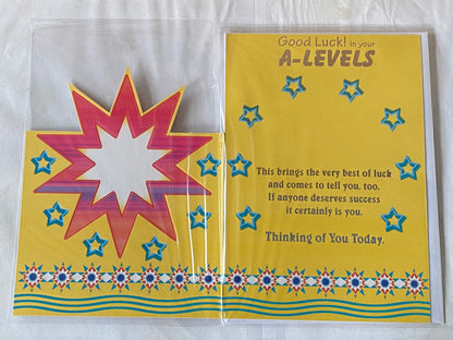 Good Luck! In Your A-Levels You're A Star Card A Level Exams Exam Yellow/Blue-Big Star Foil Detail(PH31189A)