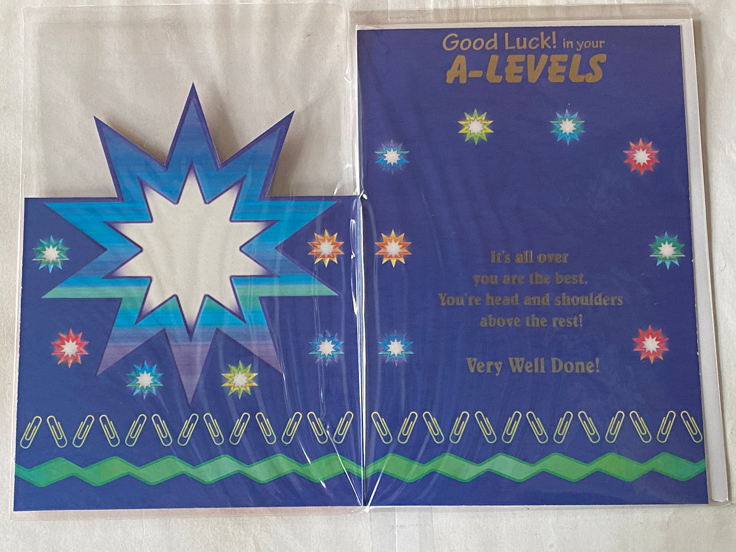 Good Luck! In Your A-Levels You're A Star Card A Level Exams Exam Blue/Red-Big Star Foil Detail(PH31189E)