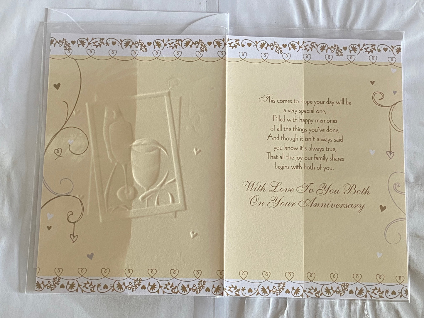 Congratulations On Your Anniversary Grandma And & Grandad Wedding Anniversary Card Cream/Gold-Champagne/Flutes Foil Detail(KI32842)