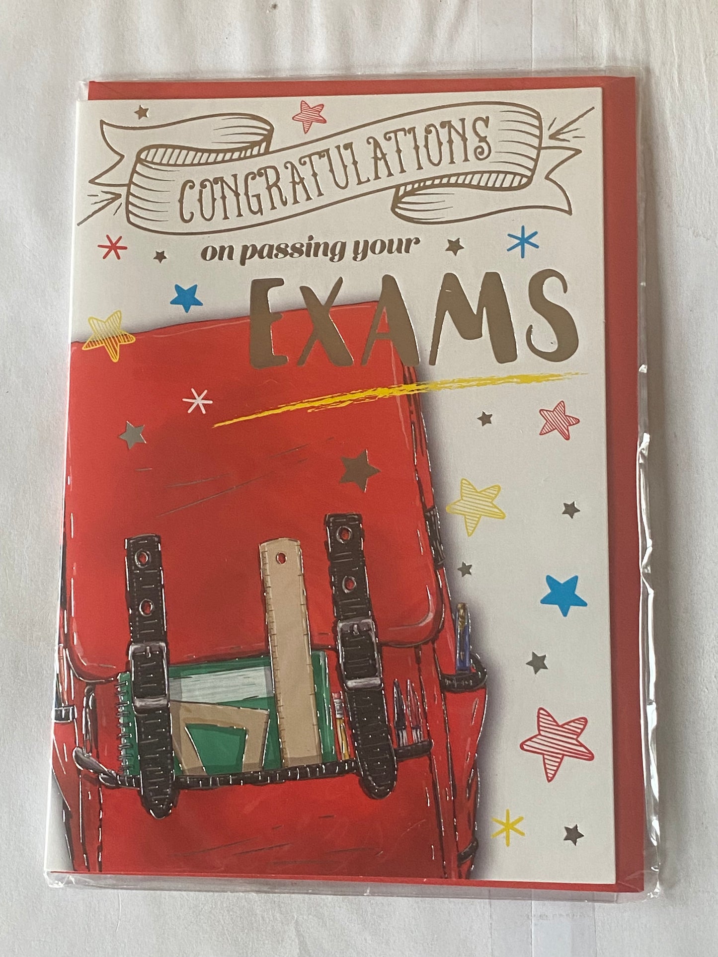 Congratulations On Passing Your Exams Card Exam Results Passed Passing Pass Well Done Exams Congratulations Red Bag/Multi Stars Foil Detail(PH43514A)