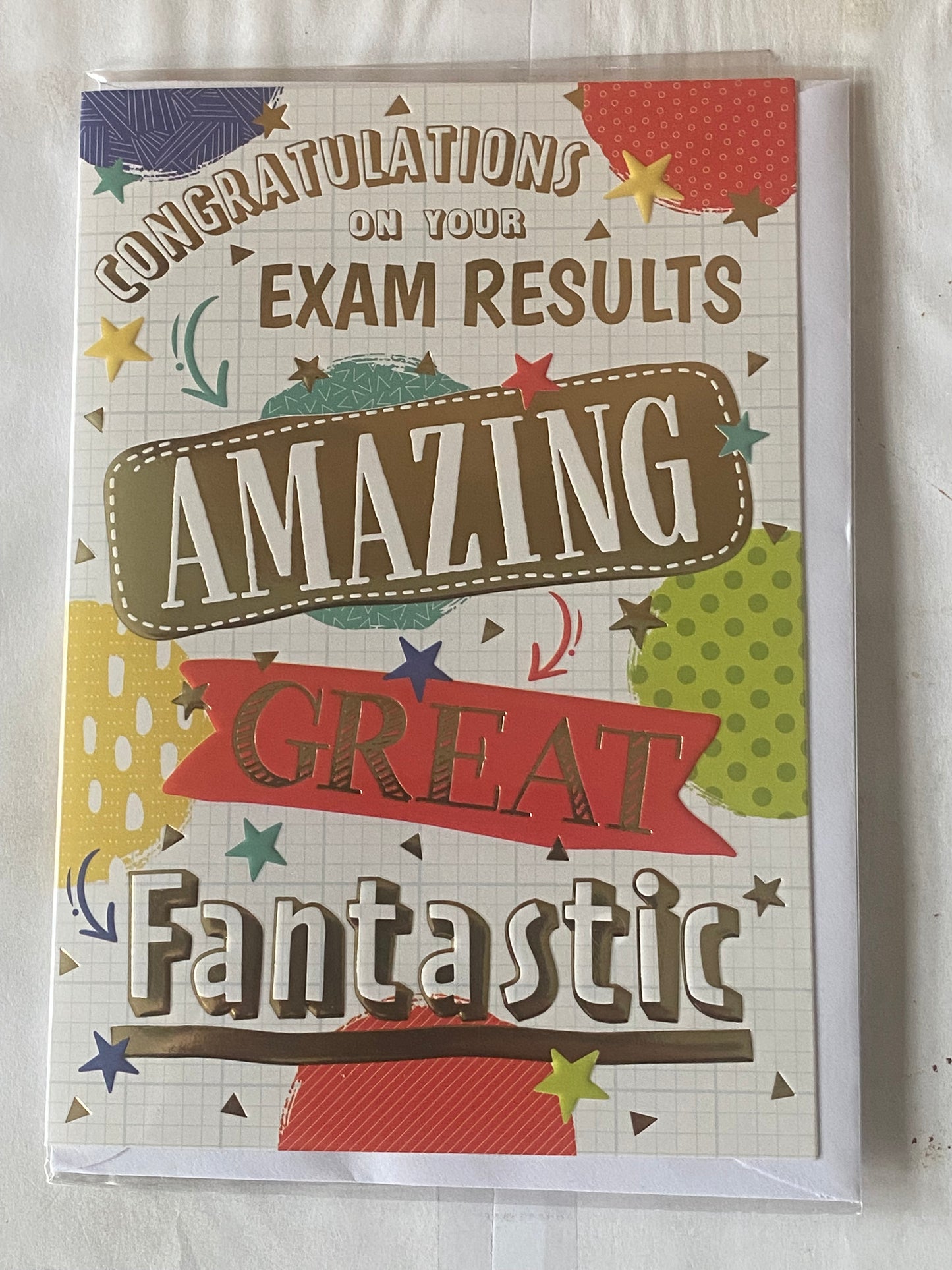 Congratulations On Your Exam Results Amazing Great Fantastic Exams Card Well Done Exam Results Passed Passing Pass Multi Circles/Words Foil Detail(PH48883A)