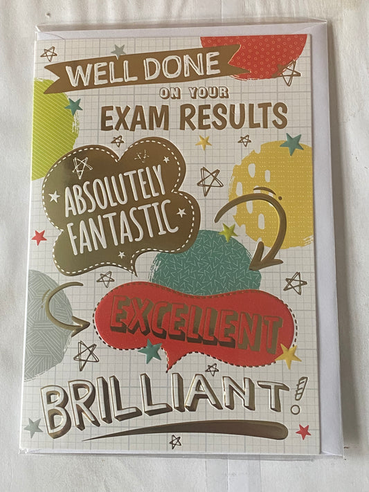 Well Done On Your Exam Results Absolutely Fantastic Excellent Brilliant! Exams Card Congratulations Exam Results Passed Passing Pass Multi Circles/Words Foil Detail(PH48883E)