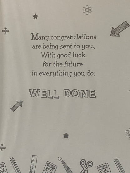 Well Done On Your A-Level Results Card A Levels Passed Passing Pass Exams Congratulations Black-Multi Words/Pictures Foil Detail(PH39797E)