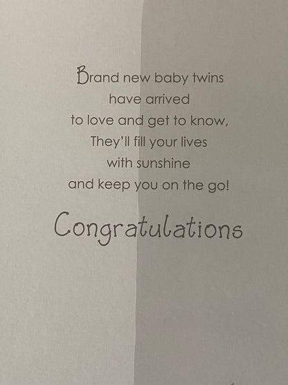 Congratulations On The Birth Of Your Twin Boys New Baby Boy Twins Boys New Baby Boys Born Birth Card Blue/White Words/Stripes Foil Detail(PH34437E)