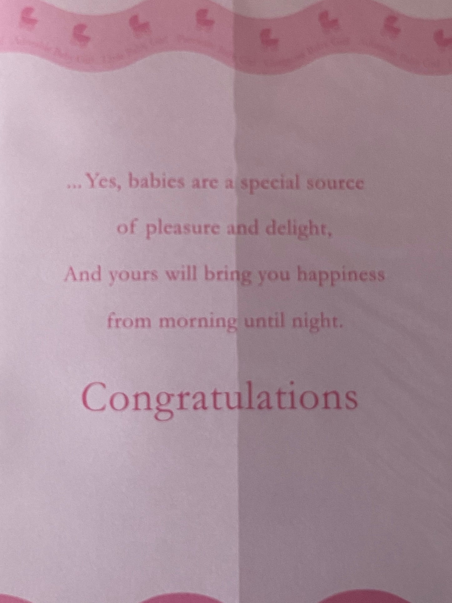 Congratulations On The Birth Of Your Babies Card Girl Triplets Twins Quads Multiple Birth Girls Born Pink/White/Silver Prams/Words Foil Detail(PRELUDE32116)