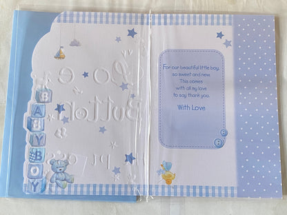 With All My Love & Thanks On The Birth of Our Beautiful Son A Little Bundle Of Love Cute AS A Button Laughter Sunshine & Happiness New Baby Boy Born Birth Card Words Foil Detail(KINGSLEY35878)