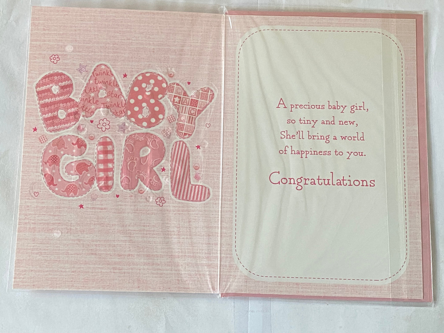 On The Birth of Your Beautiful Daughter Baby Girl New Baby Girl Born Card Pink Words Foil Detail(PH44444E)