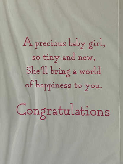 On The Birth of Your Beautiful Daughter Baby Girl New Baby Girl Born Card Pink Words Foil Detail(PH44444E)