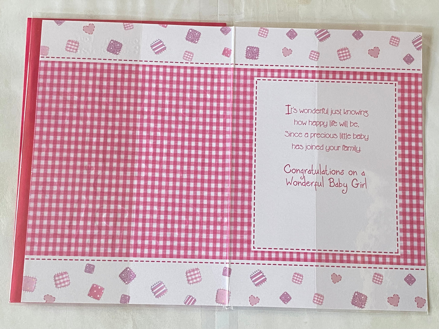 Congratulations On Your Brand New Baby Sister! Baby Girl Born Card Birth Of Your Sister White/Pink/Silver Teddy/Squares Foil Detail(KI32857)