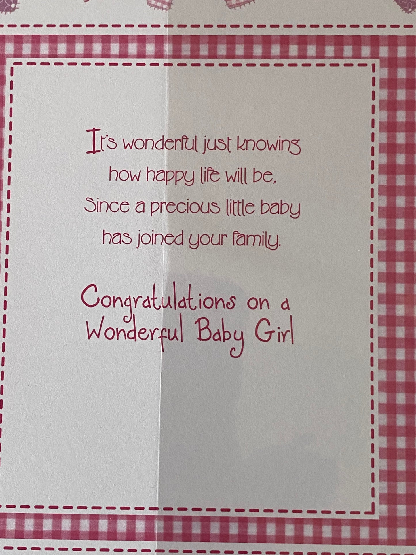 Congratulations On Your Brand New Baby Sister! Baby Girl Born Card Birth Of Your Sister White/Pink/Silver Teddy/Squares Foil Detail(KI32857)