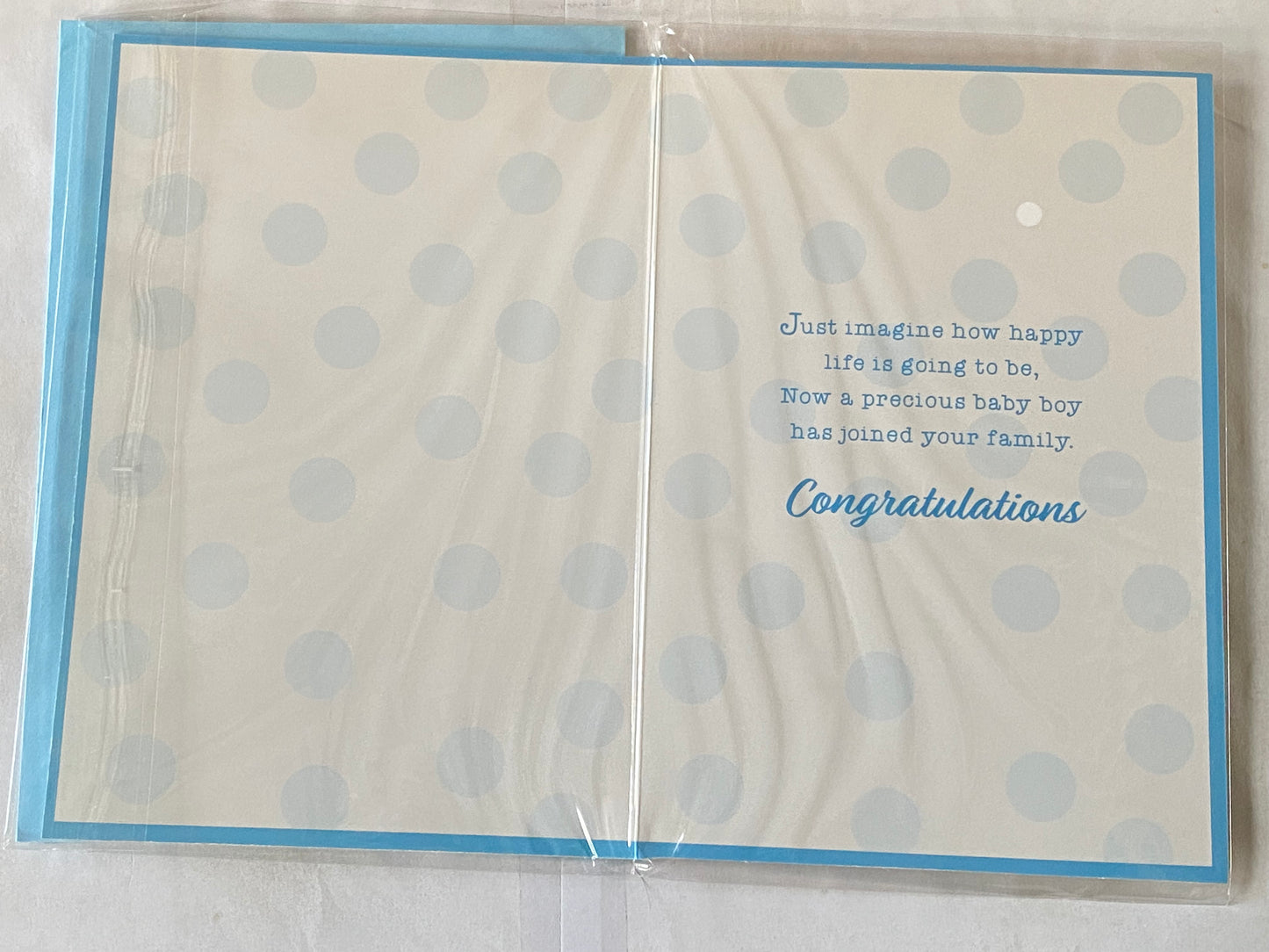 Congratulations On The Birth of Your Lovely Son Baby Boy New Baby Boy Born Card Teddy/White Bath/Blue Duck/Blue Spots Glitter/Foil Detail(PH47359E)